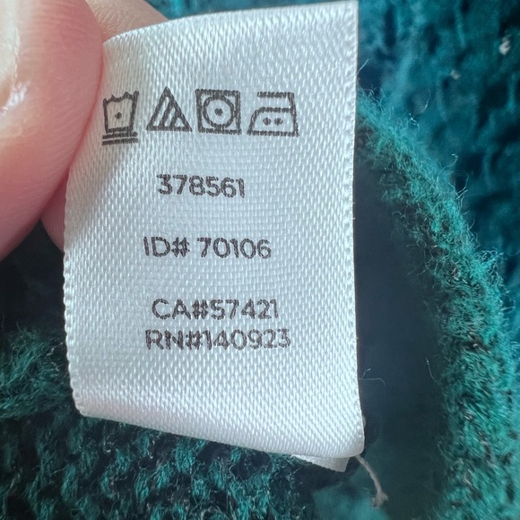 Ann Taylor LOFT Teal Textured Cotton Sweater Large Basketweave Pointelle Pattern - Picture 8 of 10